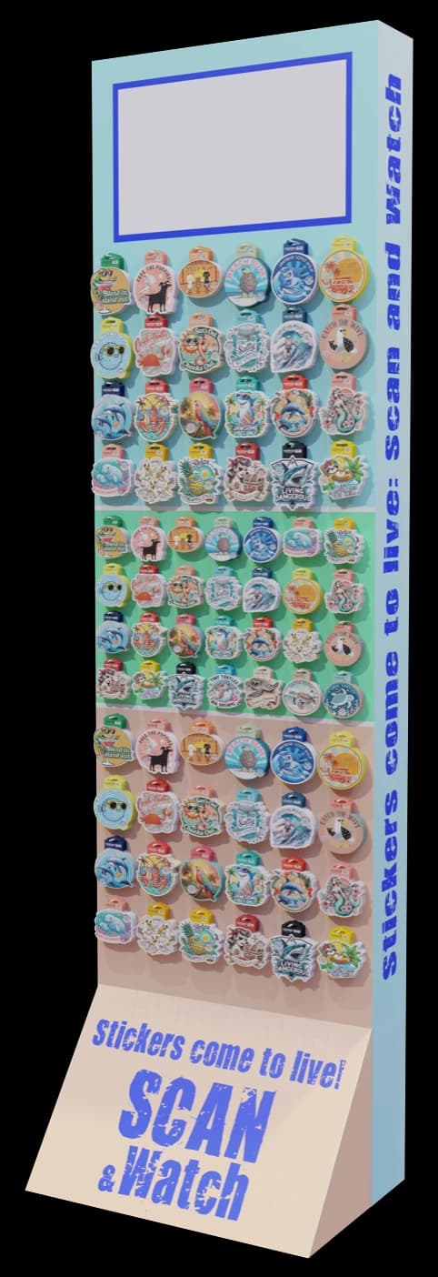 The Sea Life retail display loaded with stickers